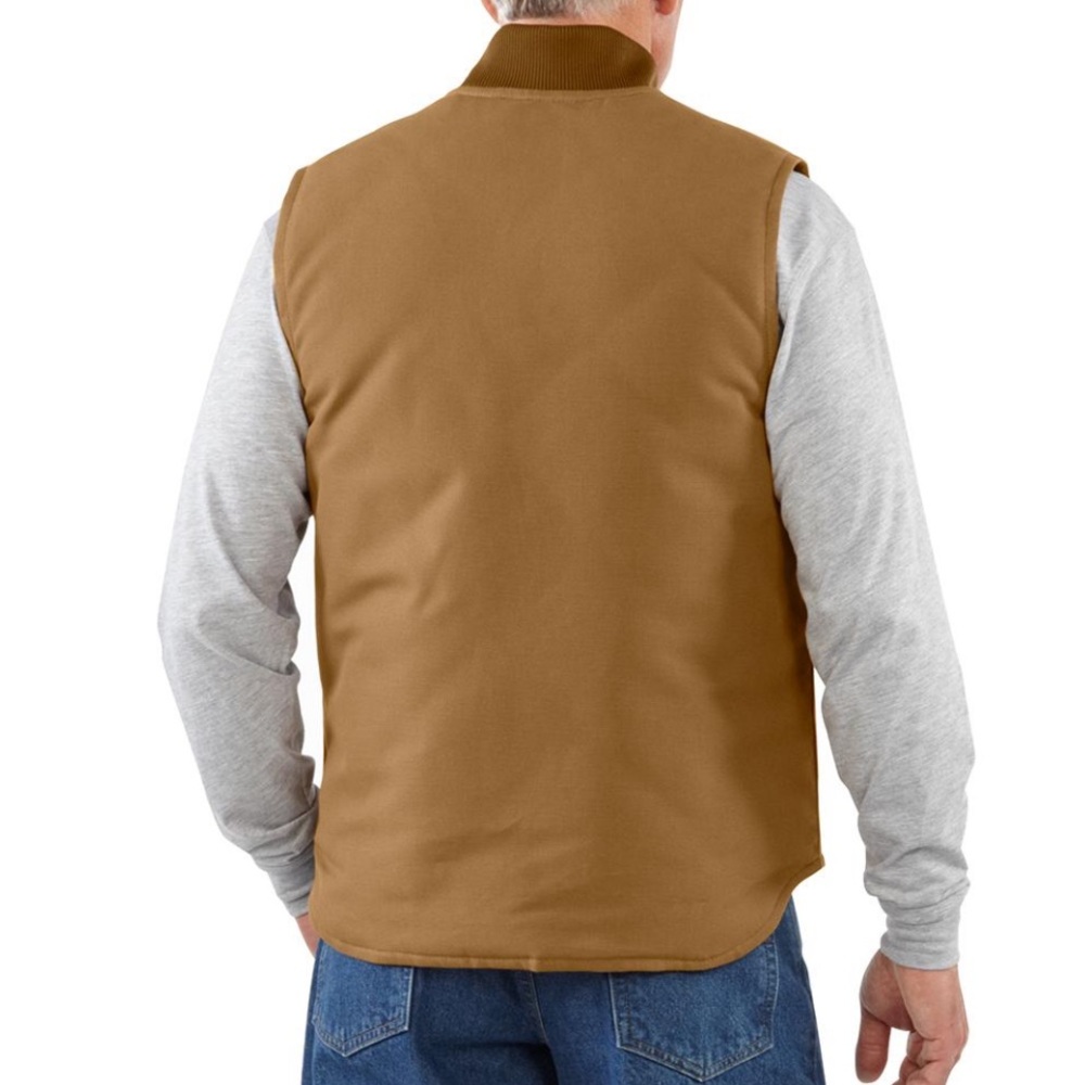Black Relaxed Fit Firm Duck Insulated Rib Collar Vest - Picture 3 of 4